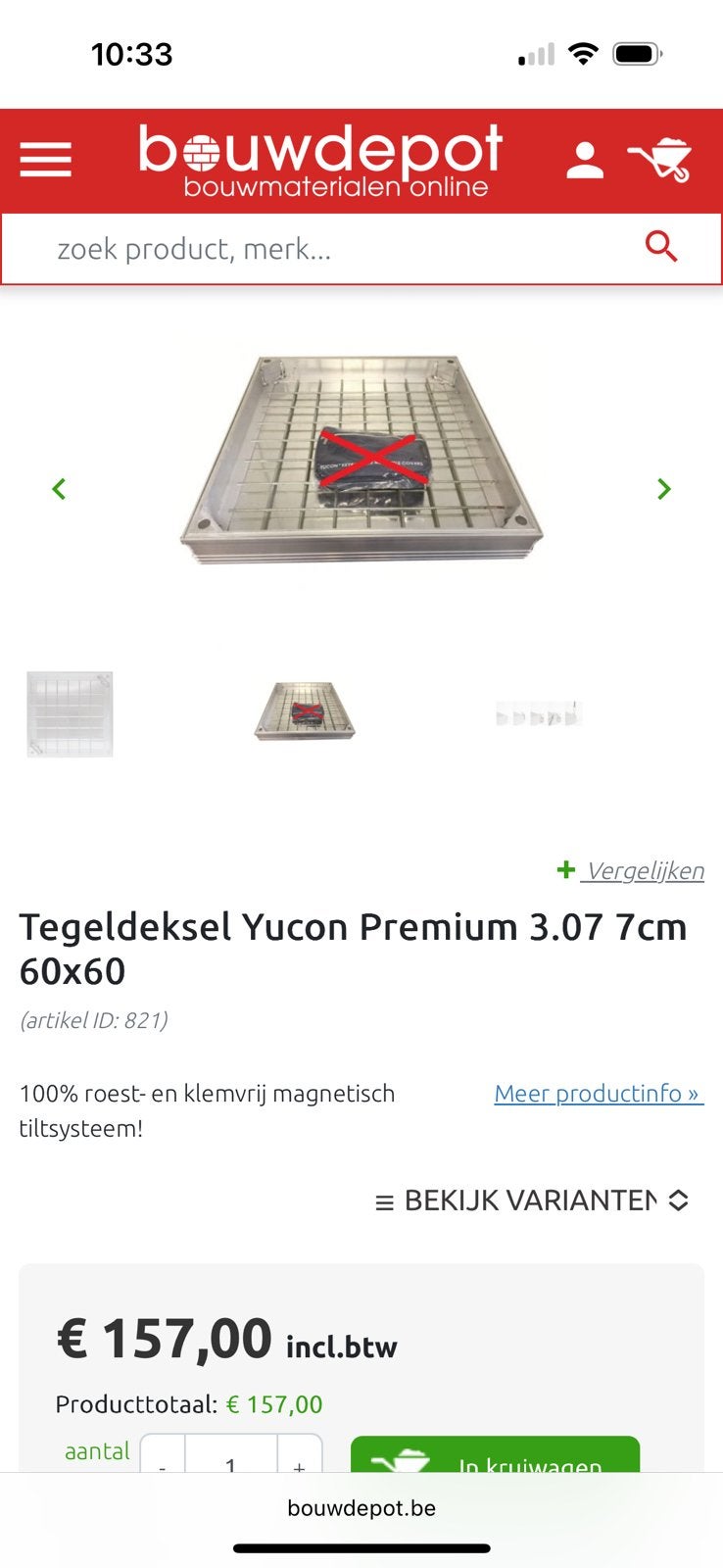 Klinker deksel 60x60 tegel deksel, Tuin en Terras, Ophalen, Zo goed als nieuw