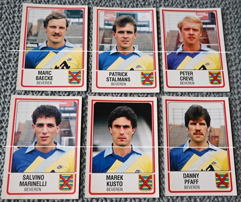 Panini Football 86 / SK Beveren / 7 stickers, Verzenden, Zo goed als nieuw, Poster, Plaatje of Sticker