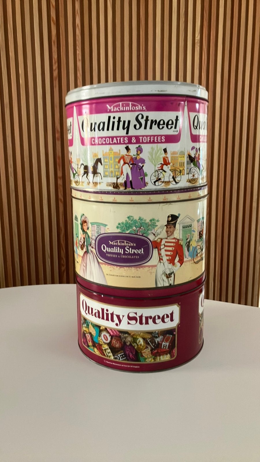 3 vintage grote lege blikken Mackintosh’s Quality Street, Collections, Enlèvement, Utilisé, Autre, Autres marques