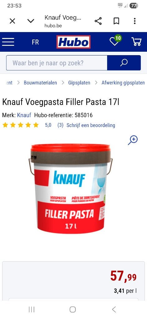 Knauf voegen filler pasta voor gipsplaten, Doe-het-zelf en Bouw, Platen en Panelen, Nieuw, Overige materialen, Ophalen