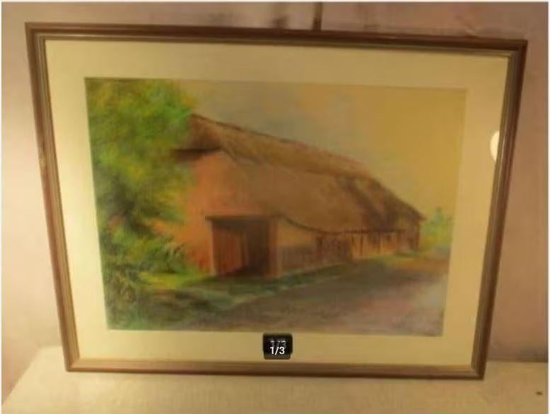 Joli dessin 'Old Barn' - G Mertens 1999, Antiquités & Art, Enlèvement ou Envoi