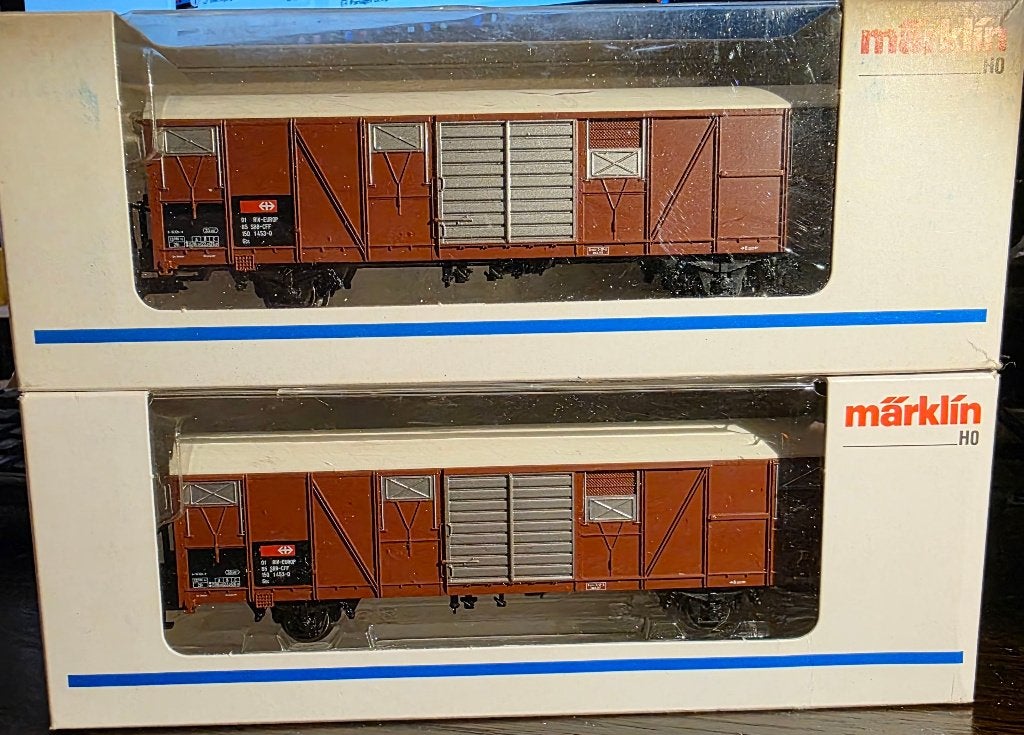 3497. 2 Wagons couverts longs des SBB/CFF H0 Marklin., Hobby & Loisirs créatifs, Trains miniatures | HO, Enlèvement ou Envoi, Neuf