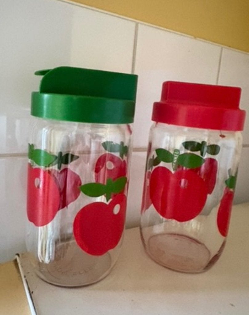 Set van 2 vintage bewaarpotten, Ophalen of Verzenden, Gebruikt, Glas, Overige typen
