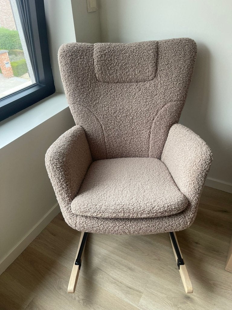 Beliani SANDVE schommelstoel bouclé taupe, Ophalen