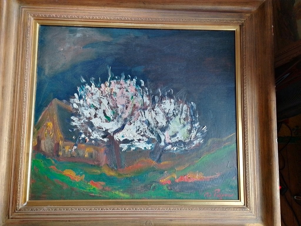 Gabriel de Pauw  1924 - 2000   Bloeiende Appelbomen, Ophalen of Verzenden, Expressionistisch, Gesigneerd