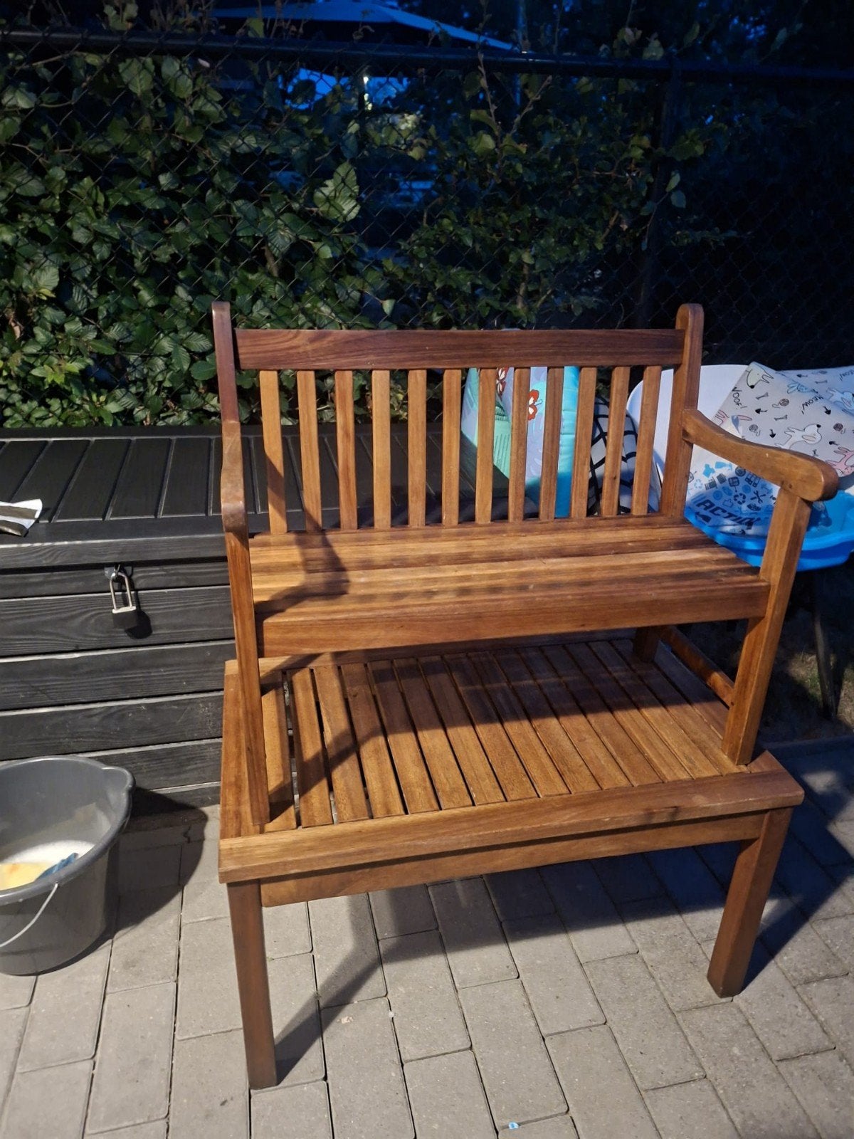 tuinbank en tafel voor kinderen, Tuin en Terras, Ophalen, Zo goed als nieuw, Teakhout