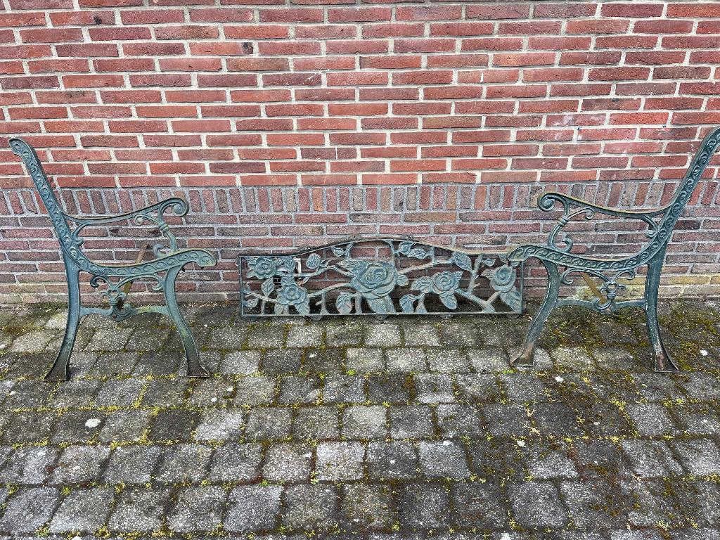 gietijzeren tuinbankpoten plus rugstuk, Tuin en Terras, Tuinbanken, Ophalen, Gebruikt