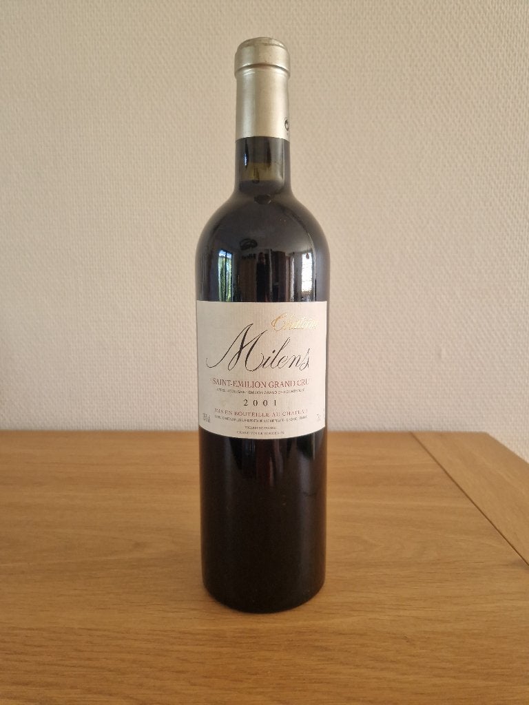 Château Milens - 2001 - Saint Emilion Grand Cru - 75 cl, Collections, Vins, Neuf, Enlèvement ou Envoi, Pleine, Vin rouge