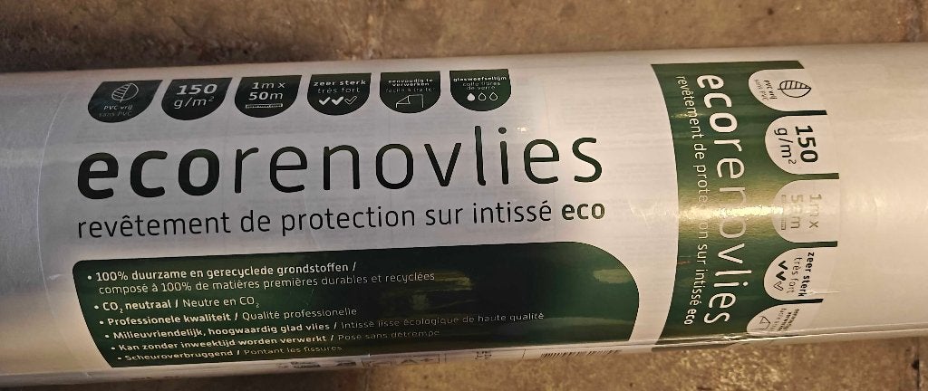 Revêtement de protection sur intissé éco, Huis en Inrichting, Stoffering | Behang, 75 m² of meer, Wit, Ophalen of Verzenden, Renovlies