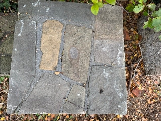 Terras tegel 50x50cm natuursteen in cement - 100 stuks, Tuin en Terras, Ophalen, Gebruikt, Terrastegels, Natuursteen