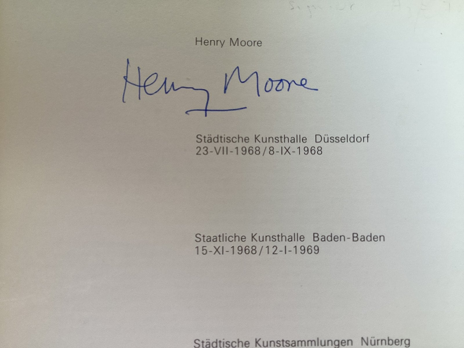 HENRY MOORE (1898-1986) catalogue signé, Enlèvement ou Envoi, Utilisé, Peinture et dessin