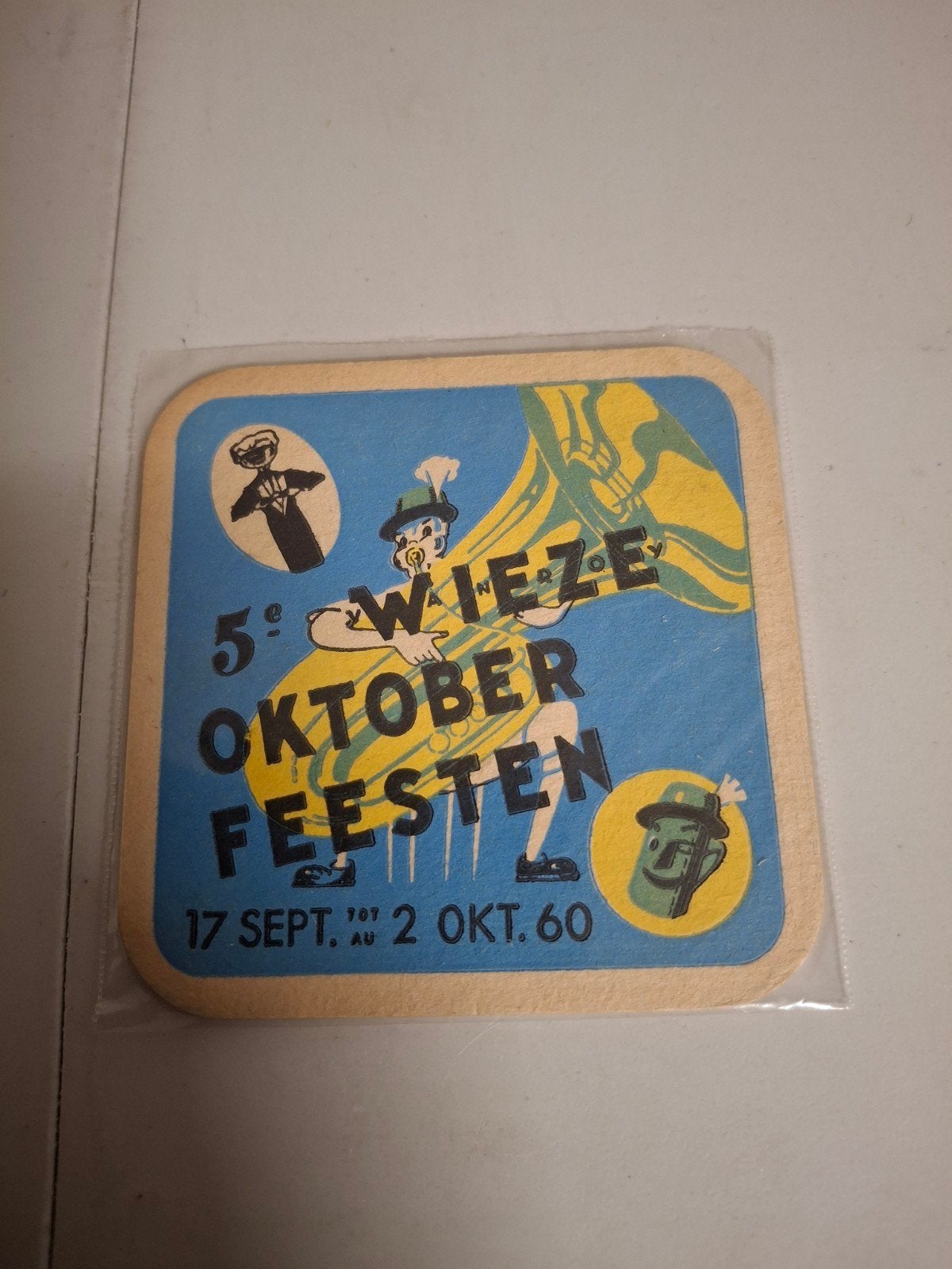 oud bierviltje wieze 5e oktoberfeesten, Verzamelen, Ophalen of Verzenden