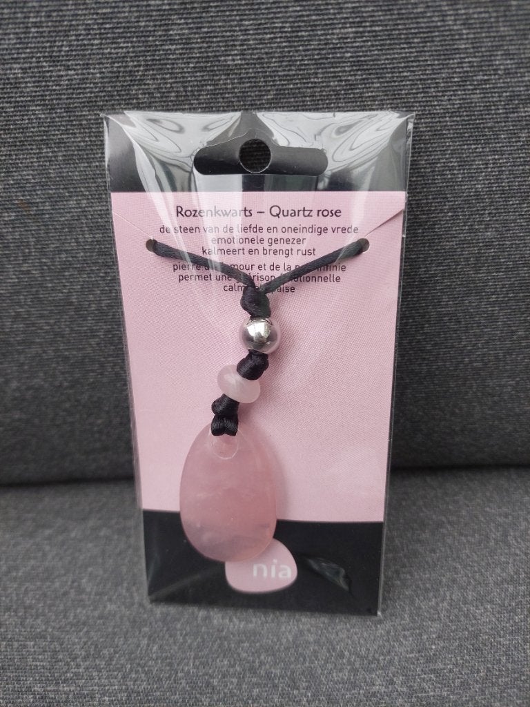 Collier Quartz rose Nia neuf, Handtassen en Accessoires, Kettingen, Nieuw, Ophalen of Verzenden, Steen of Mineraal, Roze