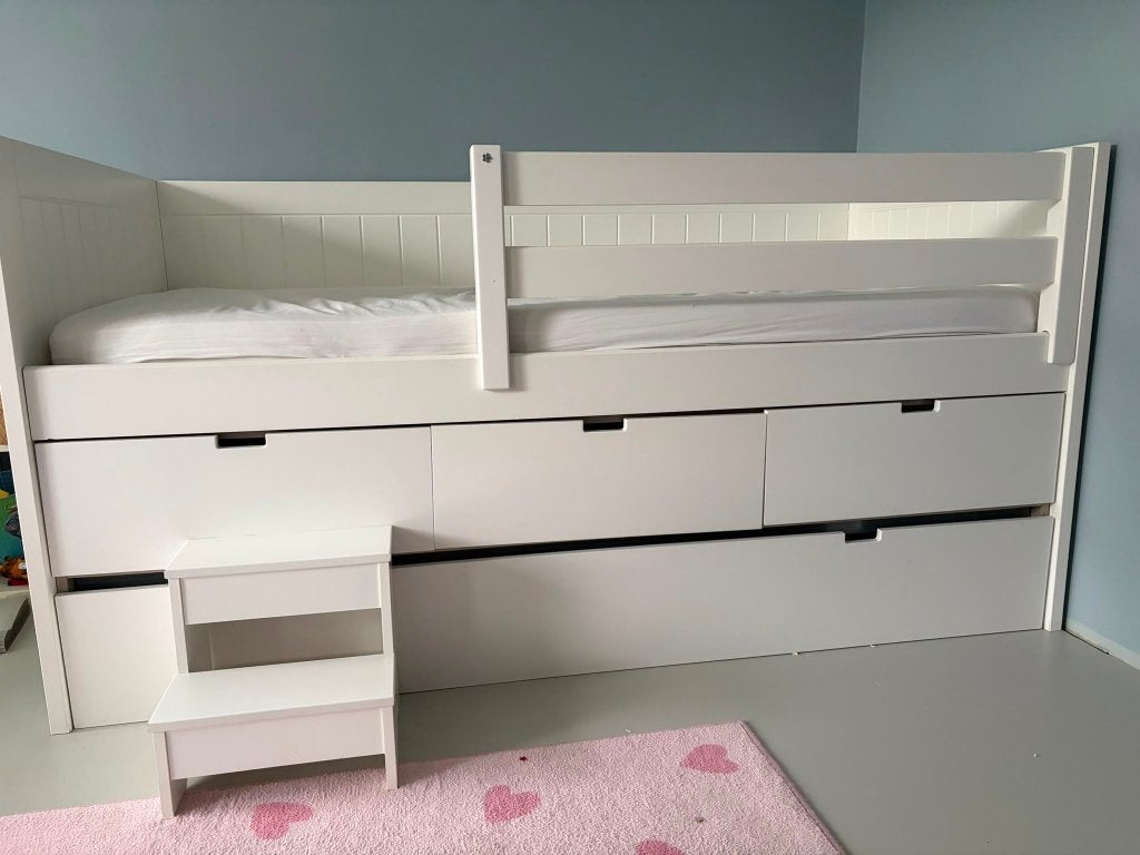 Kinderbed te koop, Kinderen en Baby's, Kinderkamer | Bedden, Ophalen, 85 tot 100 cm, Gebruikt, Hoogslaper of Stapelbed