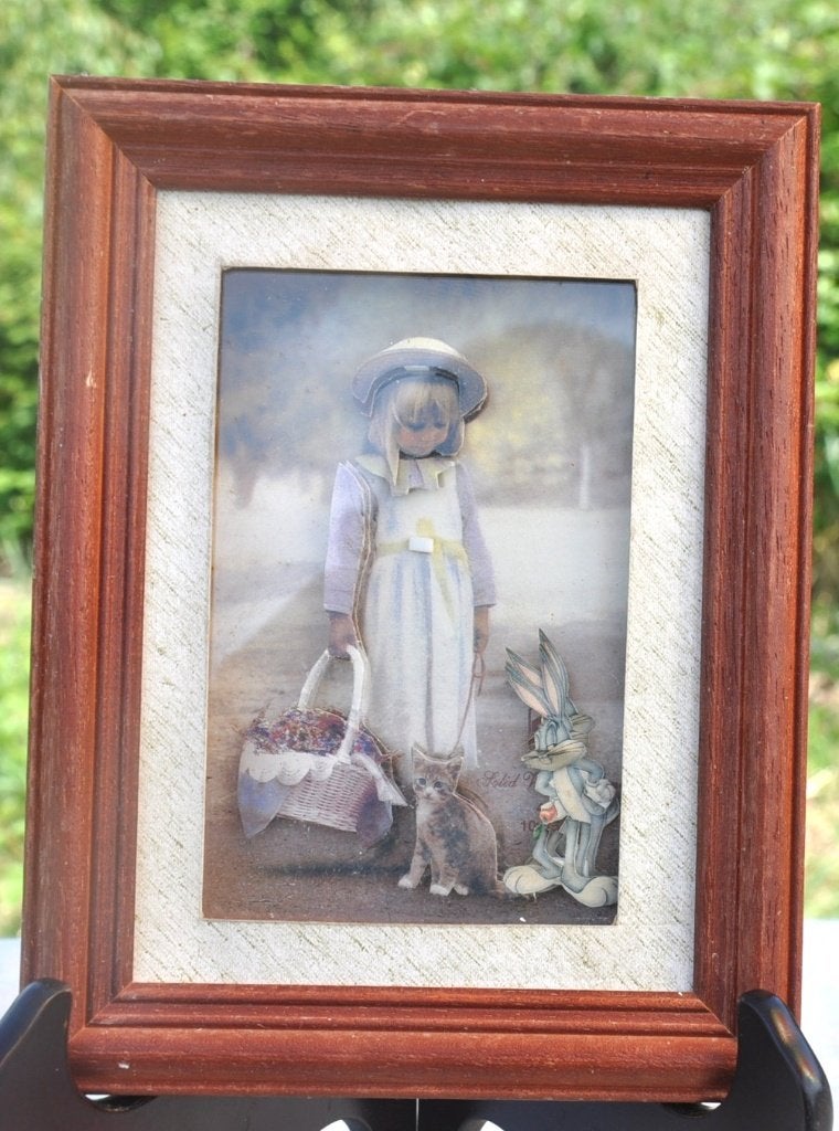 cadre avec montage photo en relief interieur, Enlèvement ou Envoi, Objet de décoration, Vintage, Utilisé