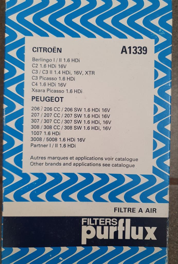 Filtre à air Purflux pour Peugeot et Citroën, Enlèvement, Citroën