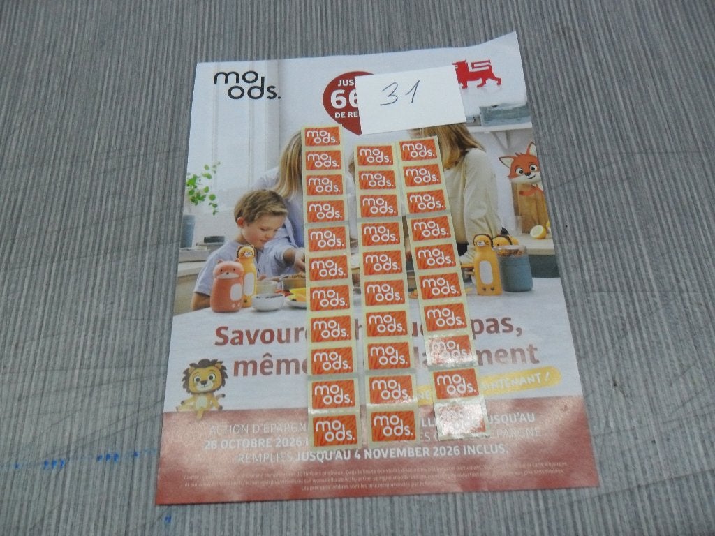 31 timbres Delhaize action Moods, Autres supermarchés, Enlèvement ou Envoi