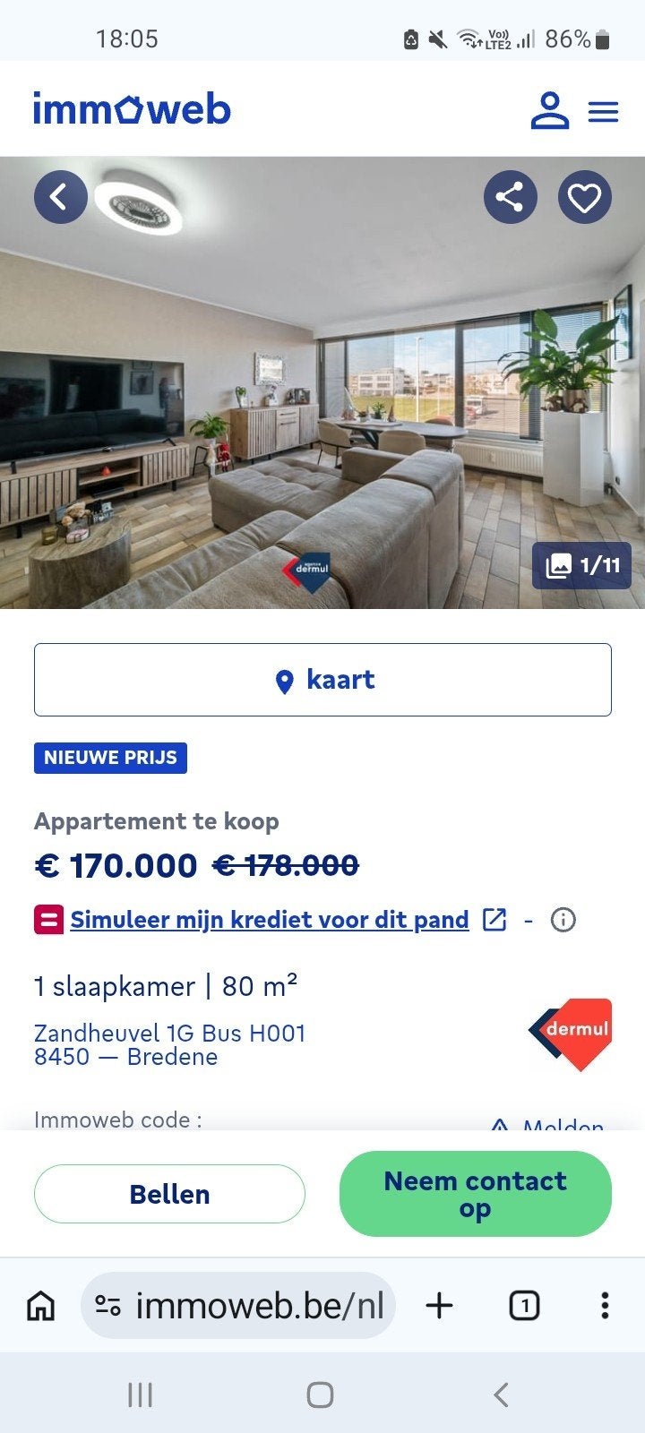 Appartement te koop Bredene.