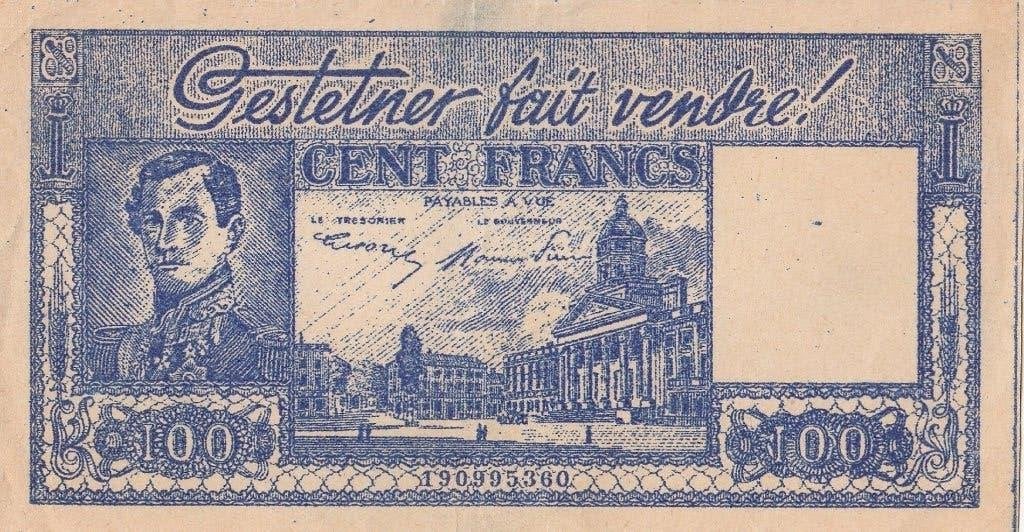 Gestetner 100 FRANCS, Verzamelen, Overige Verzamelen, Ophalen of Verzenden