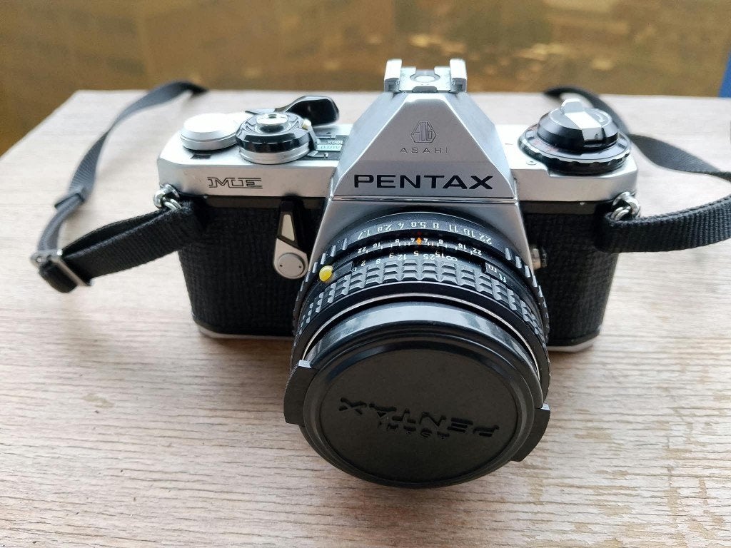 Pentax ME filmcamera als nieuw, Ophalen, Zo goed als nieuw, Spiegelreflex, Pentax