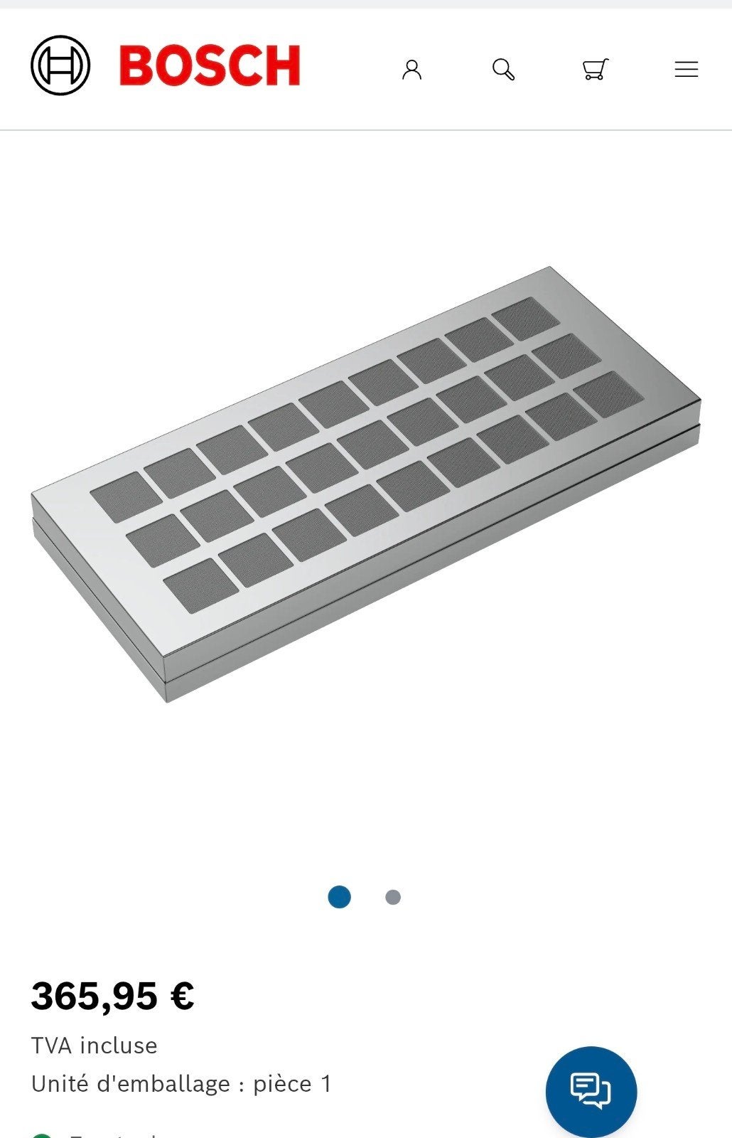 Filtre à charbon actif pour hotte BOSCH-SIEMENS, Enlèvement, Neuf
