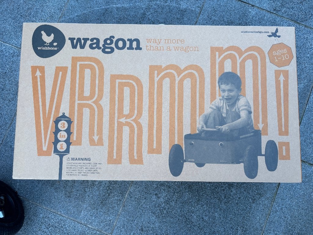 Wishbone Wagon - Bolderkar & Zeepkist & Loopauto (3in1) hout, Caravanes & Camping, Chariots, Comme neuf, Pliable, Enlèvement