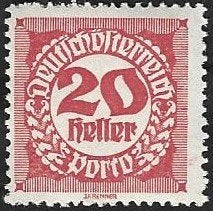 1 Postzegel Cijfer Oostenrijk 1920 Portzegels, Timbres & Monnaies, Timbres | Europe | Autriche, Enlèvement ou Envoi, Non oblitéré