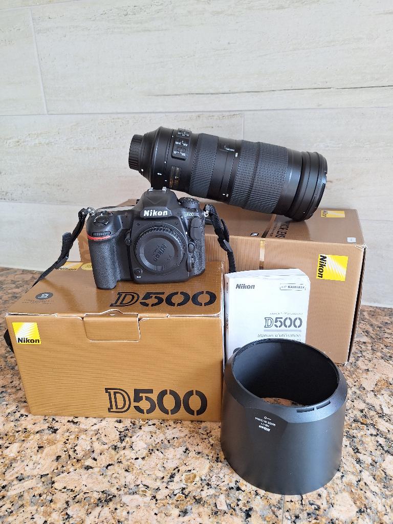 Nikon D500 met 200-500mm f/5.6 zoom, Audio, Tv en Foto, Fotocamera's Digitaal, Ophalen, Spiegelreflex, 21 Megapixel, Zo goed als nieuw