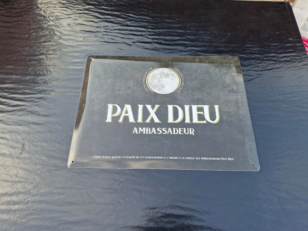 plaque métallique PAIX DIEU AMBASSADOR 40cm X 30cm, Enlèvement ou Envoi, Comme neuf, Panneau, Plaque ou Plaquette publicitaire
