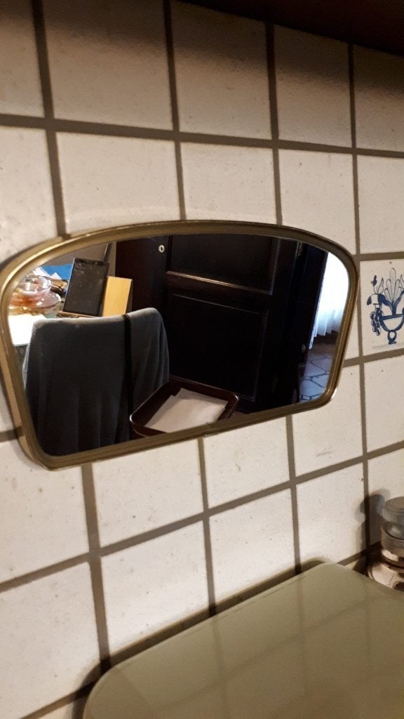 Petit miroir vintage avec cadre en laiton - 1960, Enlèvement ou Envoi