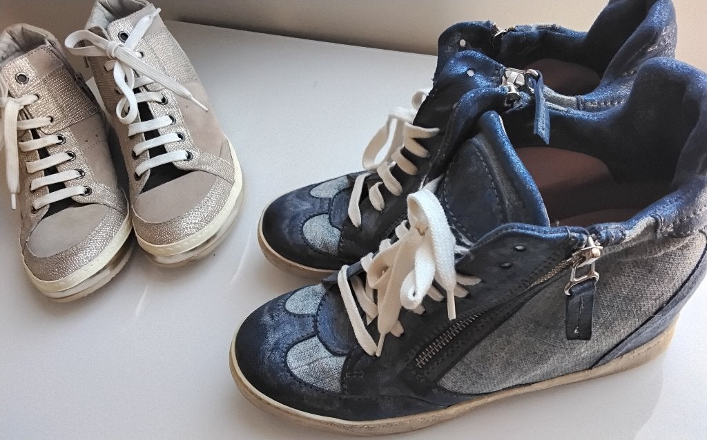 hoge sneaker blauw of beige, Enlèvement, Comme neuf, Beige