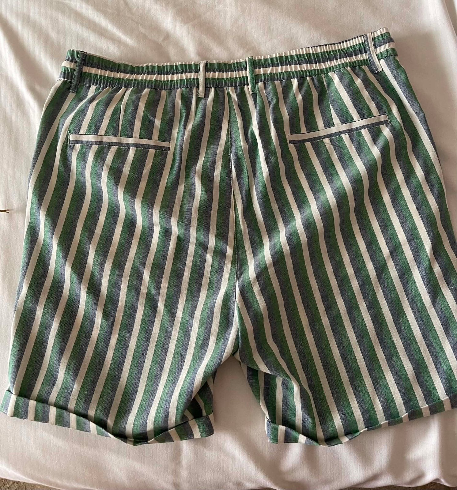 Gestreepte Zomershort (Linnen/Katoen Mix), Ophalen of Verzenden, Blauw