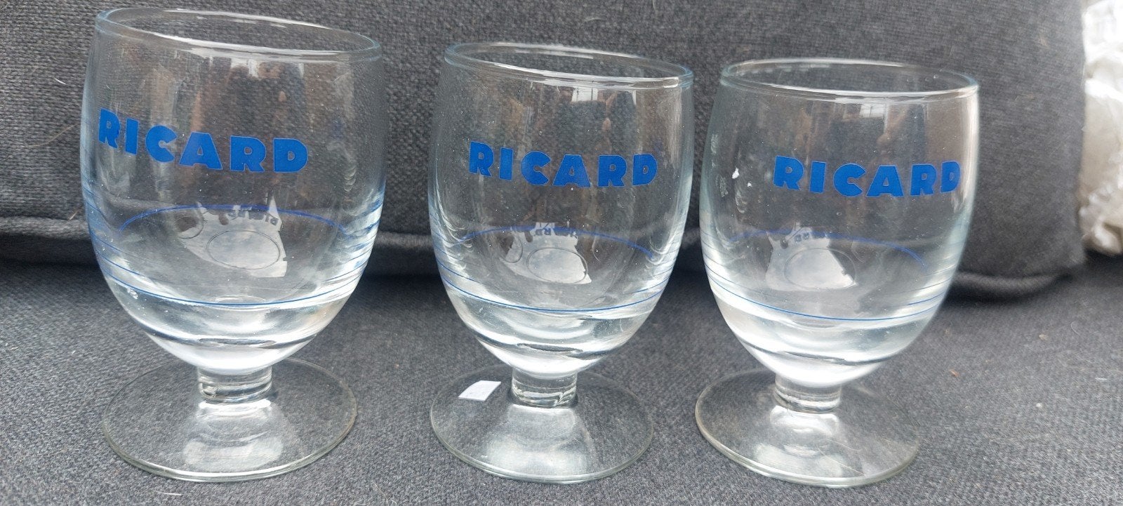 3 verres ricard écriture bleu, Collections, Marques & Objets publicitaires, Enlèvement ou Envoi