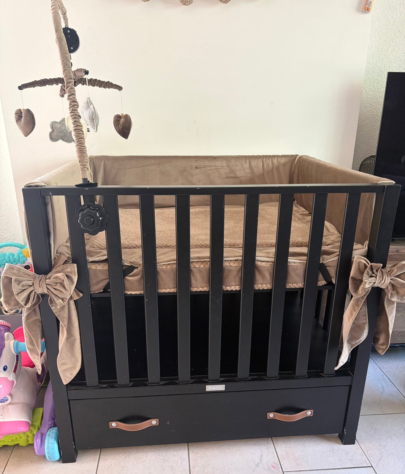 Babypark / box inclusief aankleding, Kinderen en Baby's, Babyparken, Ophalen, Gebruikt, Rechthoekig, In hoogte verstelbaar