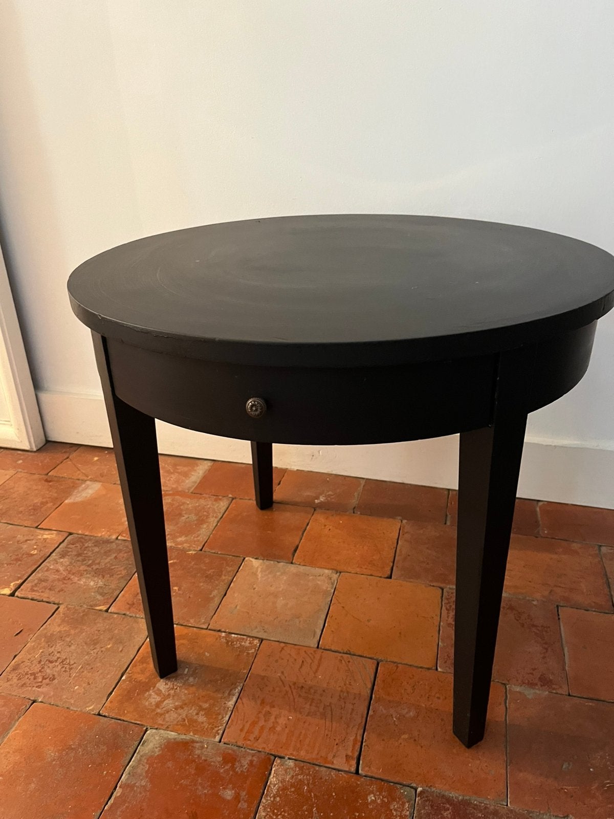 ANTIEKE FRANSE RONDE TAFEL MET LADE ZWART HOUT, Antiek en Kunst, Ophalen