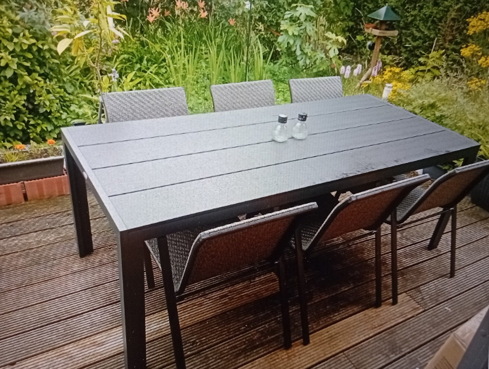 Tuinset tafel + zes stoelen & kussens, Jardin & Terrasse, Ensembles de jardin, Salons de jardin, Aluminium, Comme neuf, Enlèvement