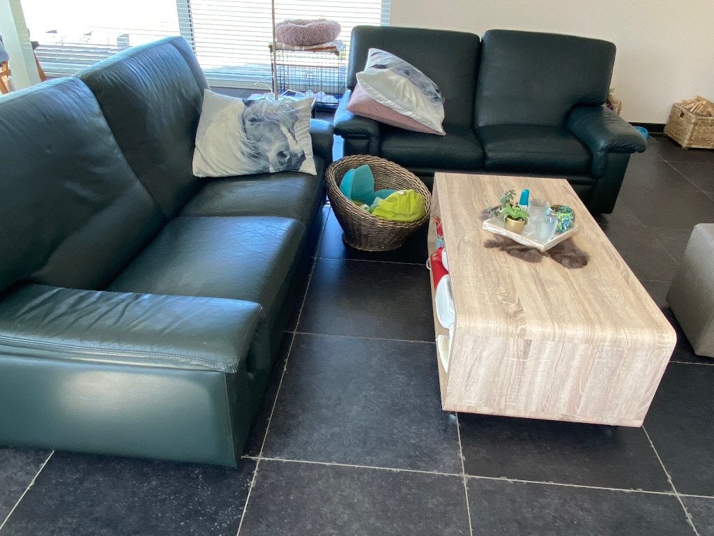 Lederen salon, Huis en Inrichting, Ophalen, Gebruikt, Leer