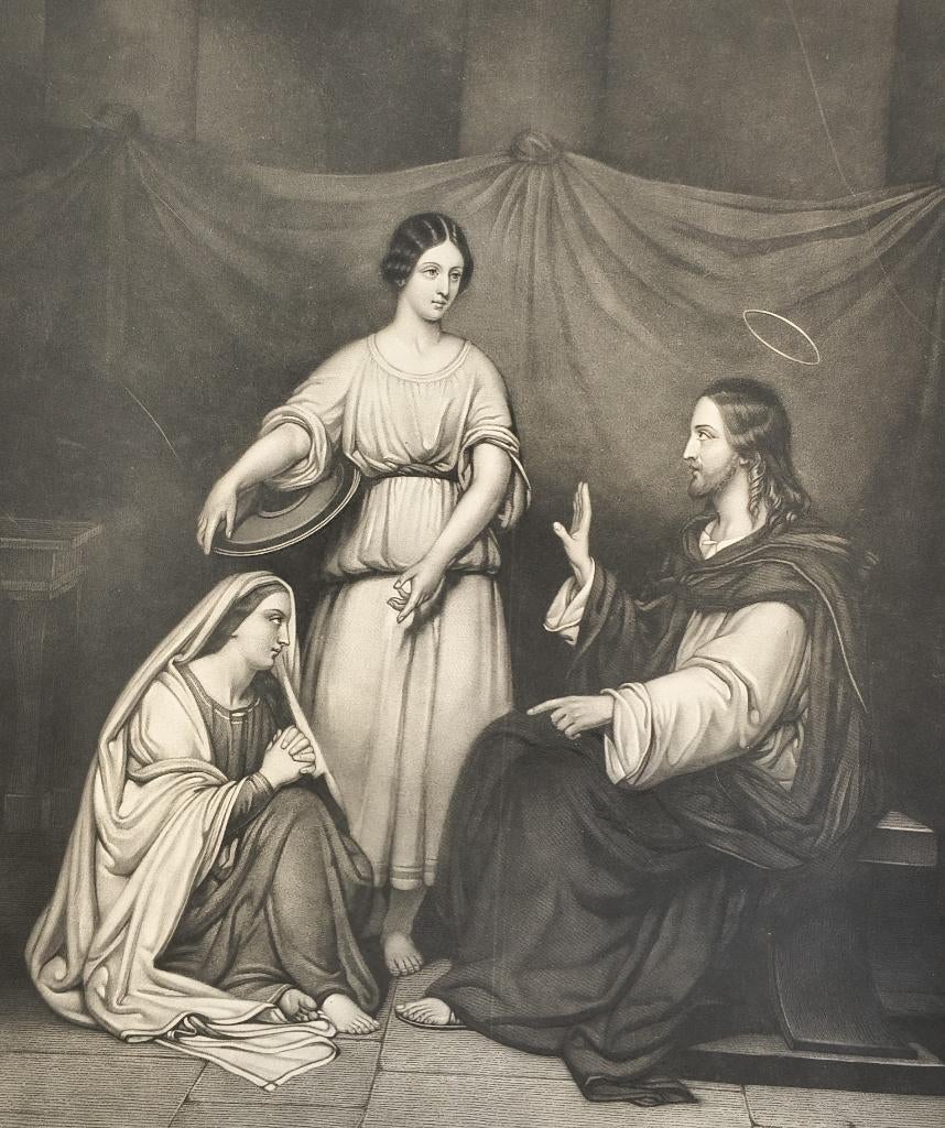 Jésus chez Marthe et Marie - Hendrik Scheffer - First proof, Antiek en Kunst, Ophalen of Verzenden, Gravure