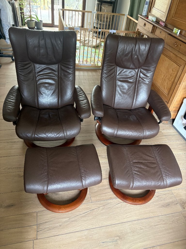 Stressless paire de fauteuils relax, Maison & Meubles, Enlèvement, Comme neuf, Bois