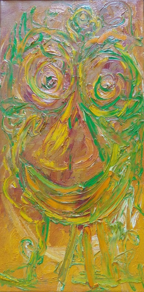 RAM RAUS / HOOFD / OLIEVERF DOEK / 61x31cm / KADER / SIG, Abstrait, Peinture à l'huile, Signé, Enlèvement ou Envoi