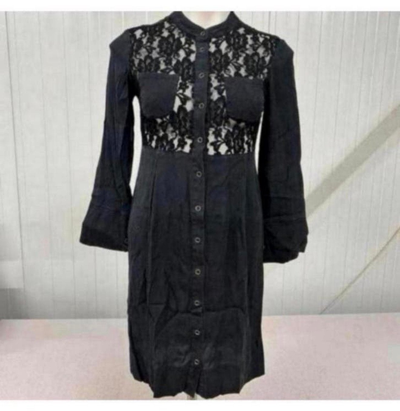 DKNY Donna Karan New York zwarte bloemen kanten knoop jurk, Kleding | Dames, Jurken, Zwart, Ophalen of Verzenden, Zo goed als nieuw