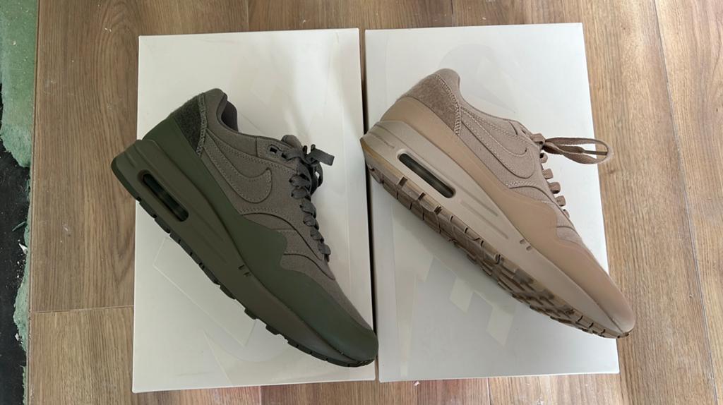 Nike Air Max 1 V SP Patch Sand & Green Steel US6.5 zeldzaam, Ophalen, Zo goed als nieuw, Groen