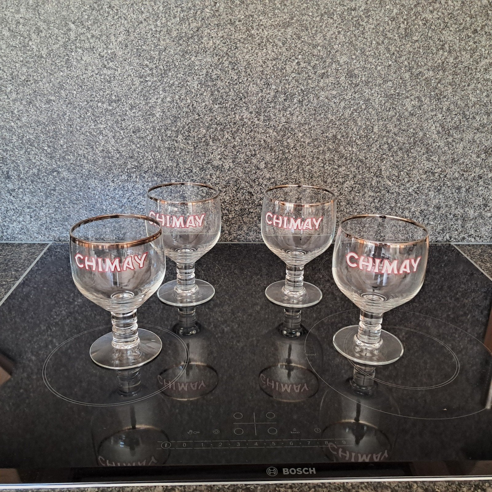 4 "Chimay" bierglazen, Ophalen, Zo goed als nieuw, Bierglas