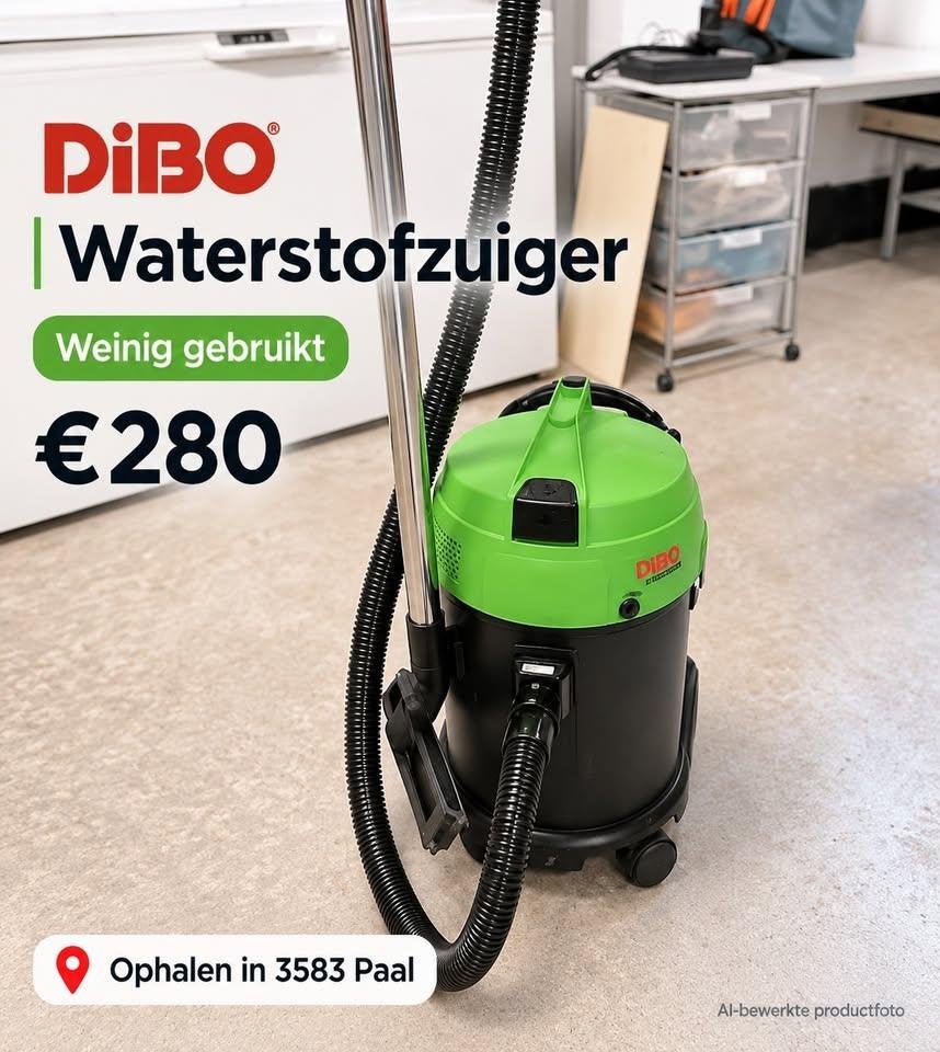 DiBO stof- en waterzuiger – compact, 70 dB(A), Ophalen, Zo goed als nieuw, Waterstofzuiger