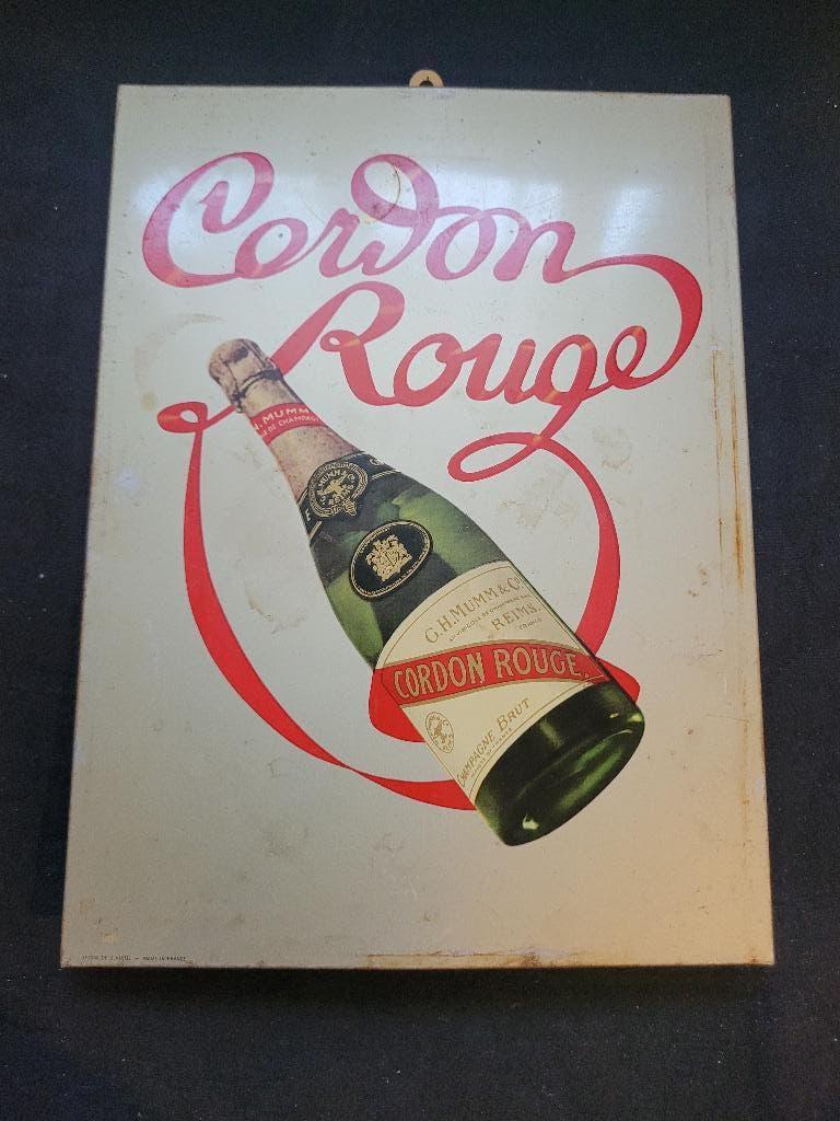 ancienne publicité champagne cordon rouge métal, Enlèvement ou Envoi, Utilisé, Panneau publicitaire