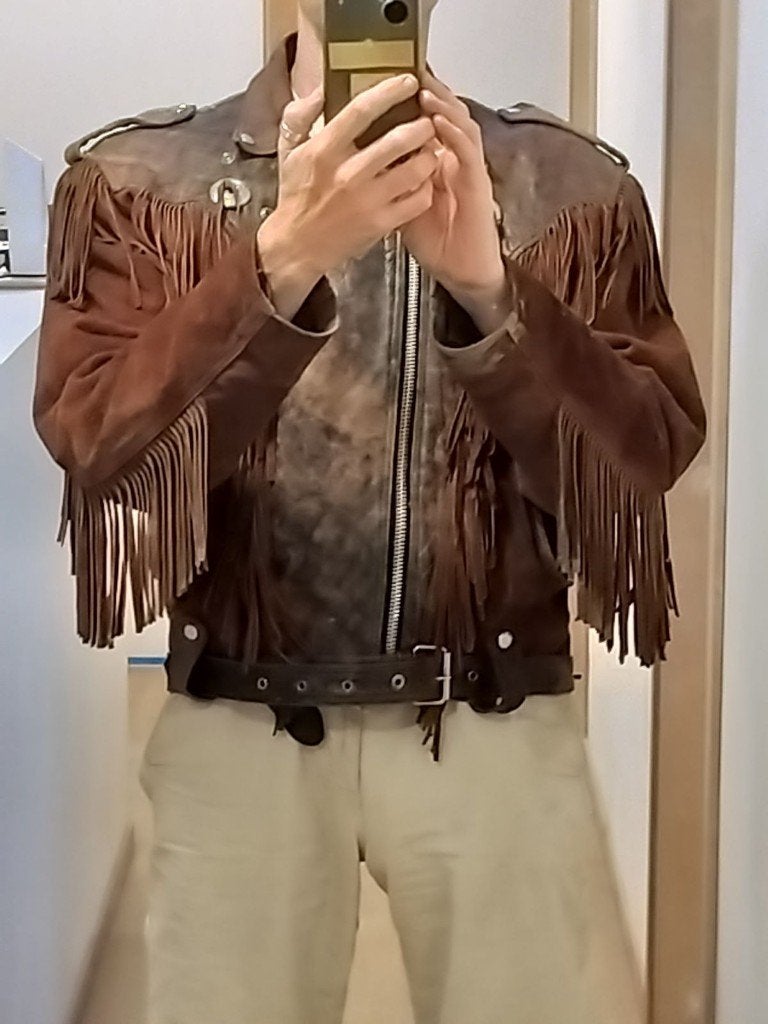 Vintage Akaso Leather Biker western jas in nieuwstaat, Ophalen, Zo goed als nieuw, Akaso
