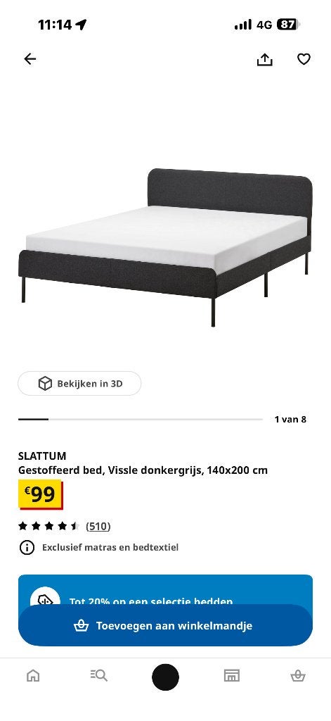 Nieuw bed IKEA, Ophalen, Zwart, Nieuw, 140 cm