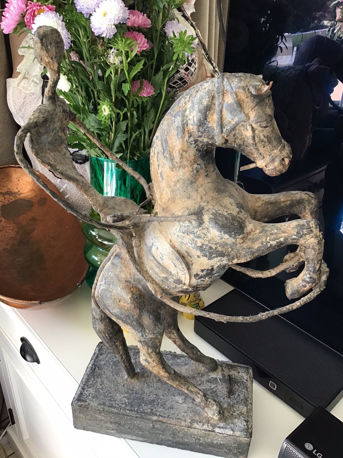 Sculpture d'art Cheval et cavalier signée V. Vandekerckhove, Enlèvement ou Envoi