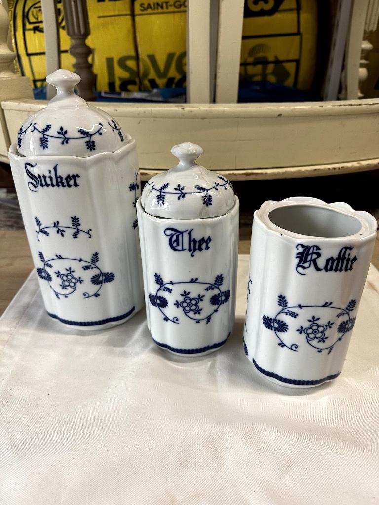 Delfts Blauwe aardewerkpotten ( Suiker/Koffie/Thee), Antiquités & Art, Enlèvement