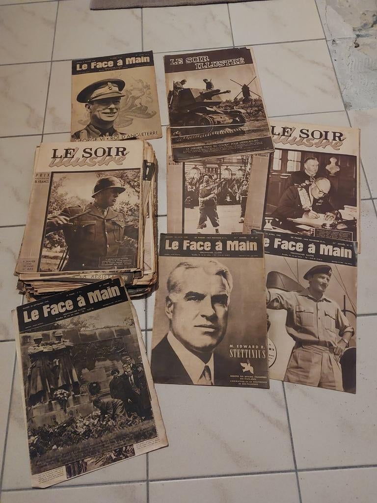 Le Soir illustré, Le Face à Main. 47 numéros variés 1944/45, Collections, Enlèvement ou Envoi